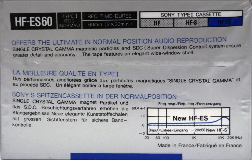 2 pack Sony HF-ES 60 Type I Normal 1988 Europe