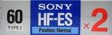 2 pack Sony HF-ES 60 Type I Normal 1988 Europe