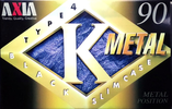Compact Cassette AXIA K Metal 90 "KMC 90" Type IV Metal 1997 Japan