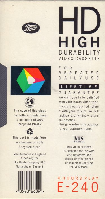 VHS, Video Home System Boots / Boots Audio 240 Type I Normal UK