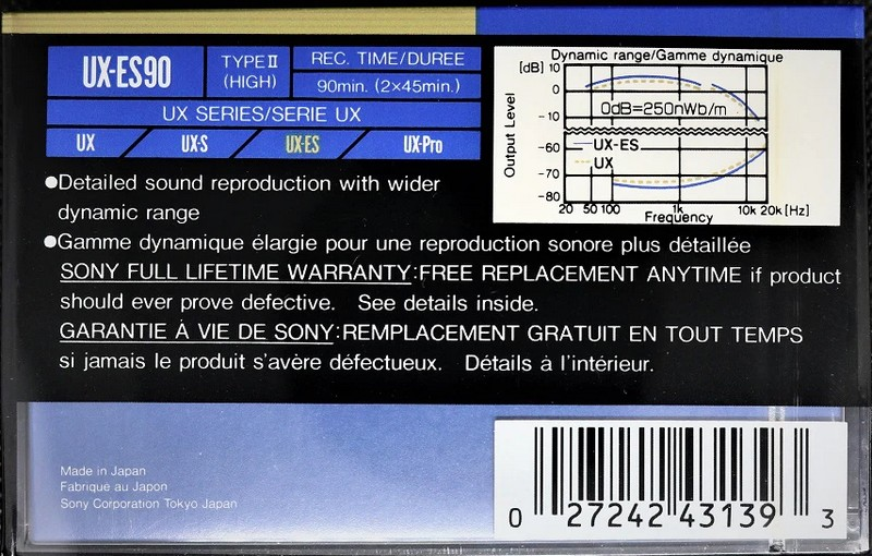 Compact Cassette Sony HF-ES 90 Type I Normal 1990 North America