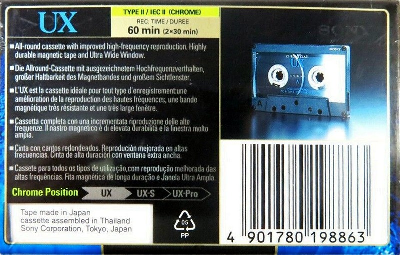 Compact Cassette Sony UX 60 Type II Chrome 1995 Europe