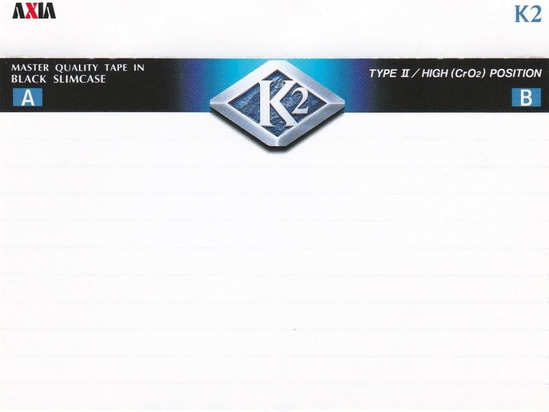 Compact Cassette AXIA K2 54 "K2C 54" Type II Chrome 1997 Japan