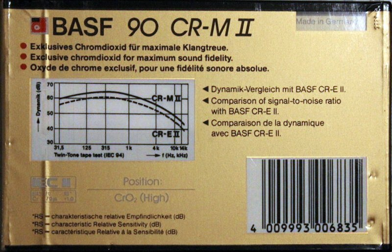 Compact Cassette BASF Chromdioxid Maxima II 90 "CR-M II" Type II Chrome 1985 Europe