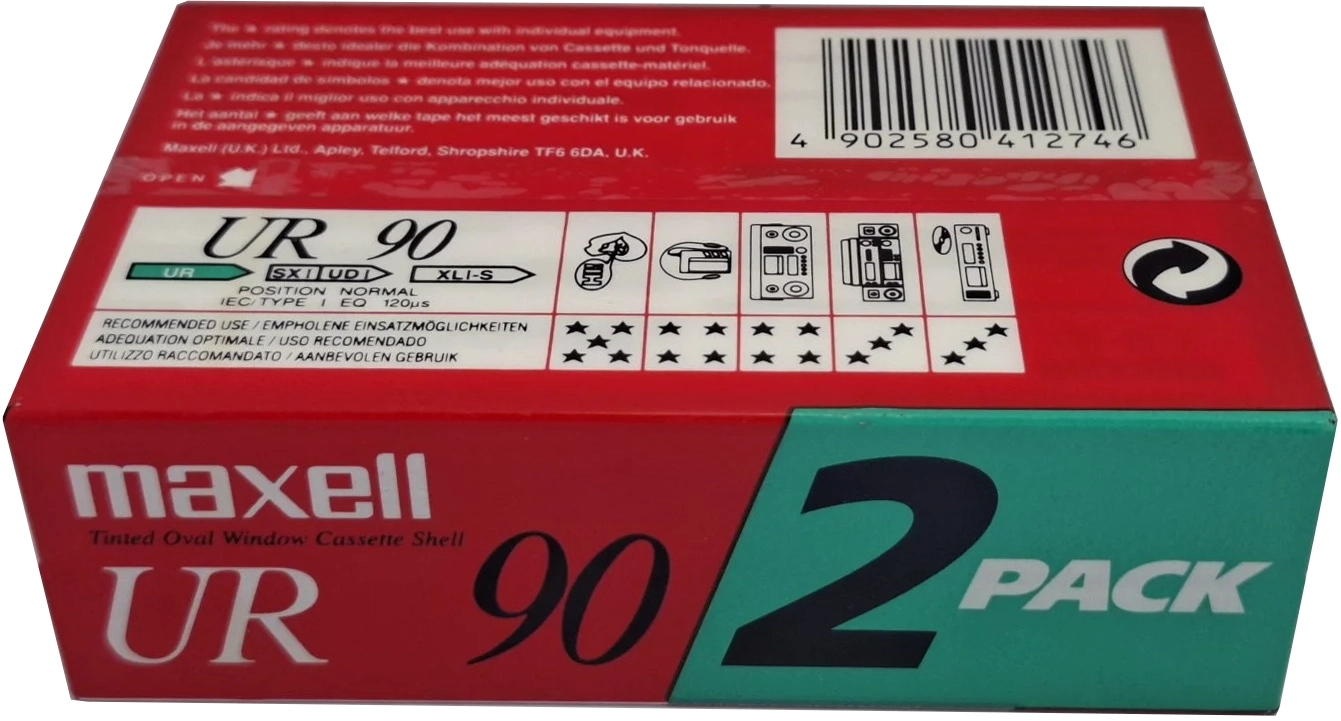 2 pack Maxell UR 60 Type I Normal 1991 Europe