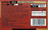 Compact Cassette TDK AR 60 "AR-60N" Type I Normal 1988 Australia, Europe