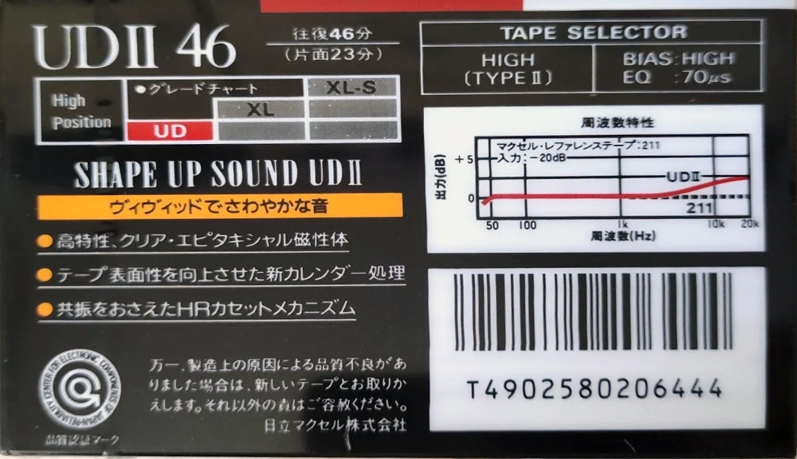 Compact Cassette Maxell UDII / UD2 46 Type II Chrome 1988 Japan
