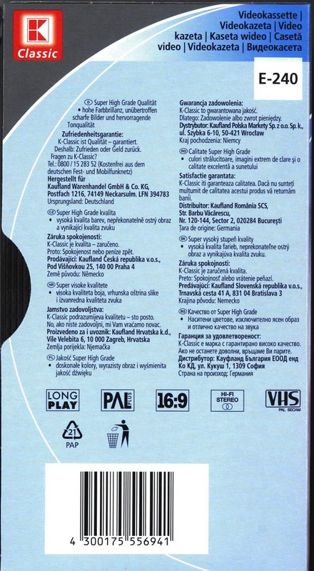 VHS, Video Home System K Classic 240 Type I Normal 2010 Worldwide