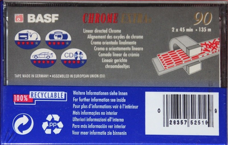 Compact Cassette BASF Chrome Extra II 90 Type II Chrome 1993 USA