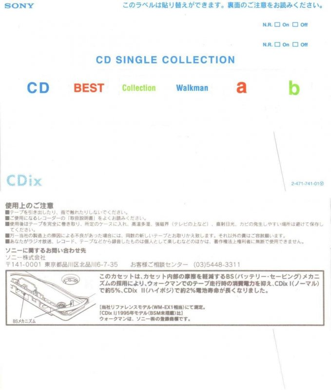 Compact Cassette Sony CDix II 74 "C-74CDX2F" Type II Chrome 1998 Japan