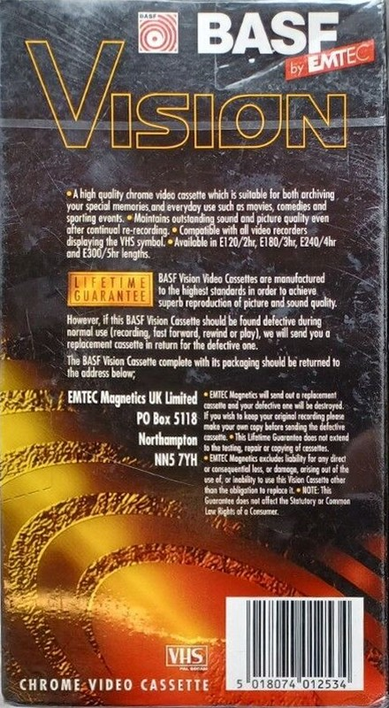 VHS, Video Home System BASF Vision 180 Type II Chrome 1998 UK