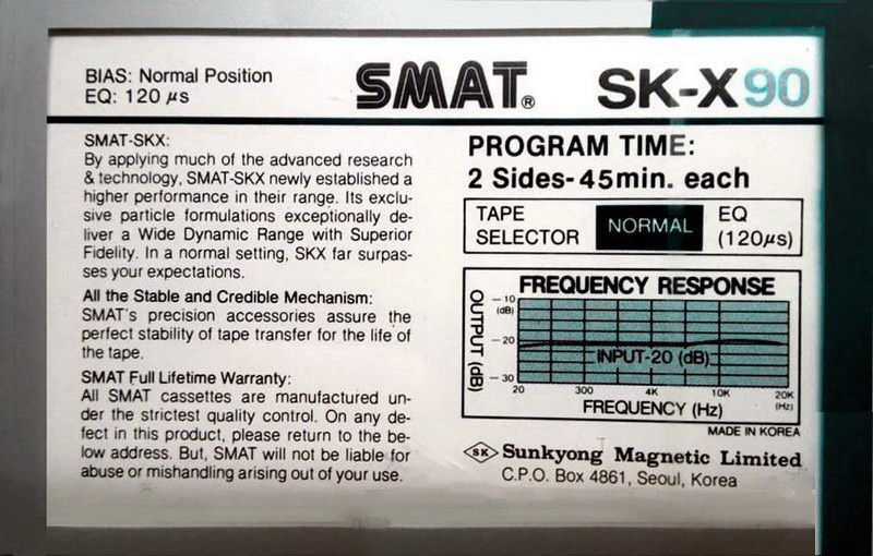 Compact Cassette Smat SK X 90 Type I Normal 1984 Europe