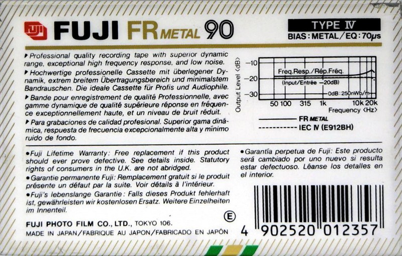 Compact Cassette Fuji FR Metal 90 Type IV Metal 1988 Europe