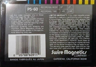 Video8, Hi8, Digital8 Laser 90 Type I Normal 1991 USA