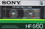 Compact Cassette Sony HF-S 60 Type I Normal 1985 USA