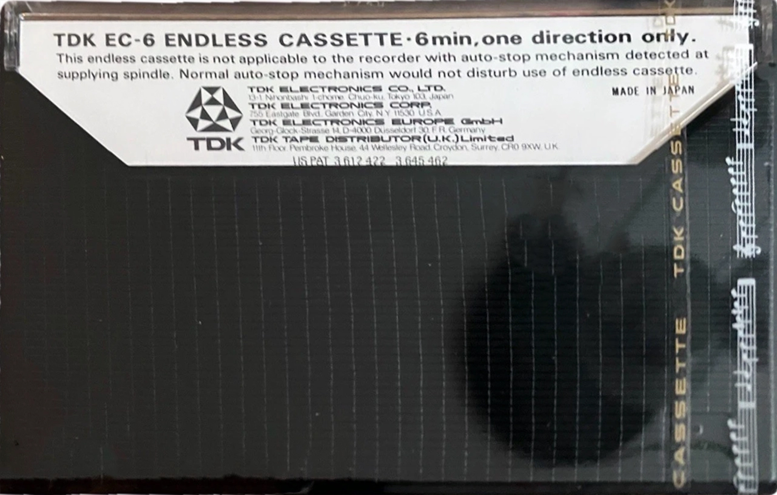 Compact Cassette TDK EC Endless 6 "EC6" Endless Cassette 1978 Europe, USA