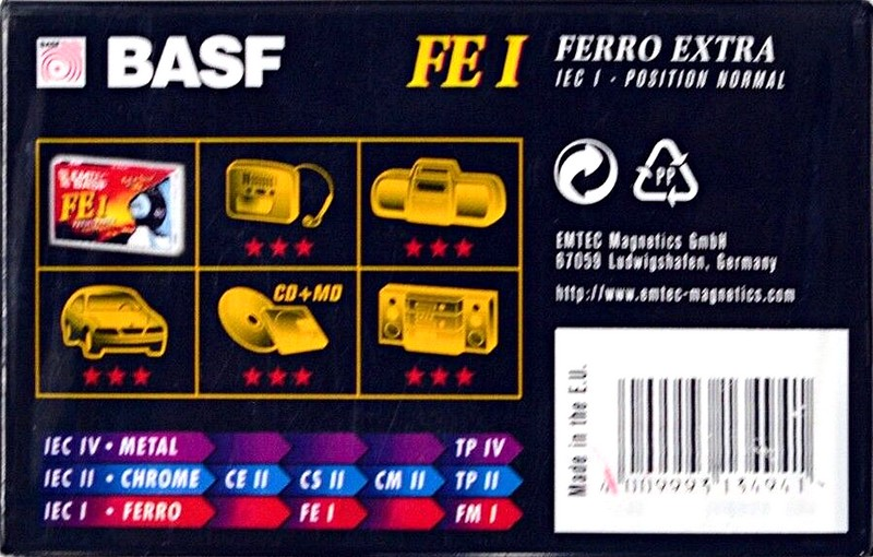 Compact Cassette Emtec FE I Ferro Extra 90 Type I Normal 1999 Europe