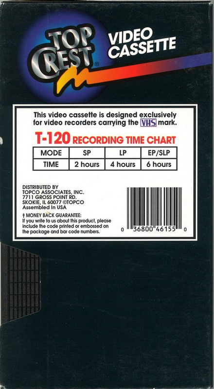 VHS, Video Home System Top Crest 120 Type I Normal USA