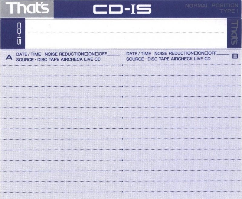 Compact Cassette Thats CD-IS 70 Type I Normal 1989 Japan