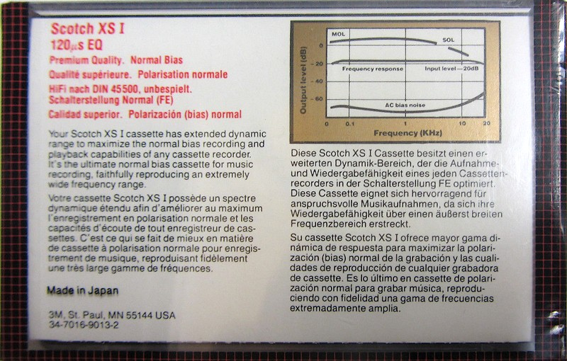 Compact Cassette Scotch XS I 90 "34-716-9013-2" Type I Normal 1982 Worldwide