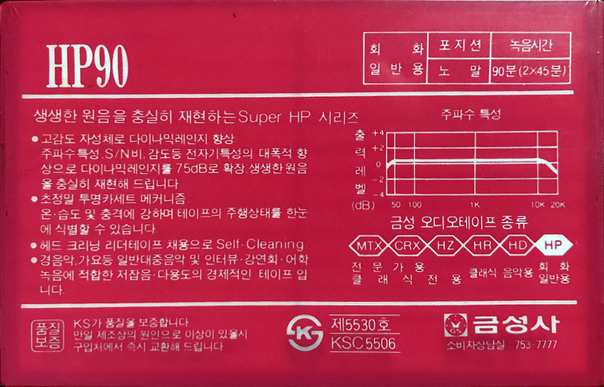 Compact Cassette Goldstar HP 90 "Super" Type I Normal 1991 South Korea