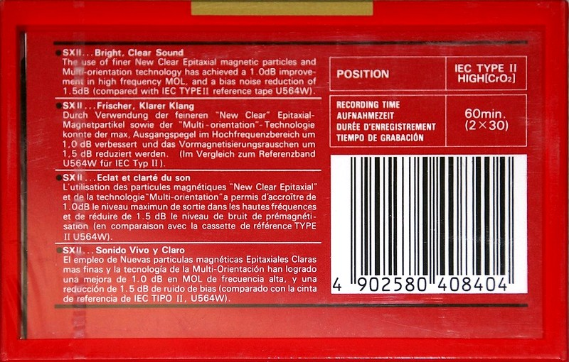 Compact Cassette Maxell SX 60 "SX II" Type II Chrome 1988 Europe