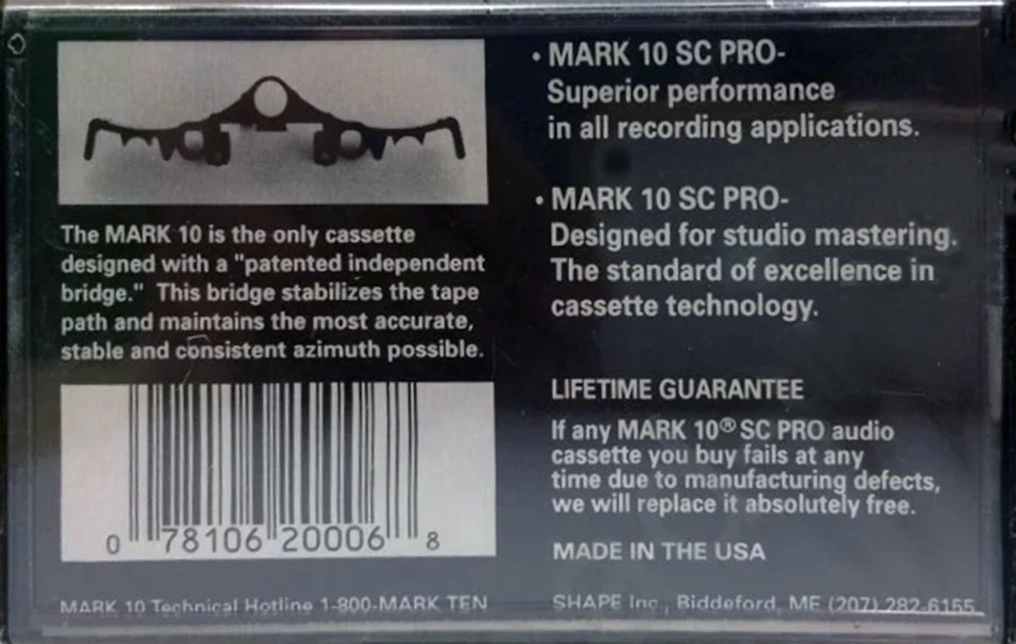 Compact Cassette Shape Mark 10 SC Pro 90 Type II Chrome 1984 USA