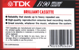 Compact Cassette TDK B 90 Type I Normal 1990
