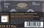 Compact Cassette Sony CD-IT PRO 100 "C-100CDP2" Type II Chrome 1992 North America