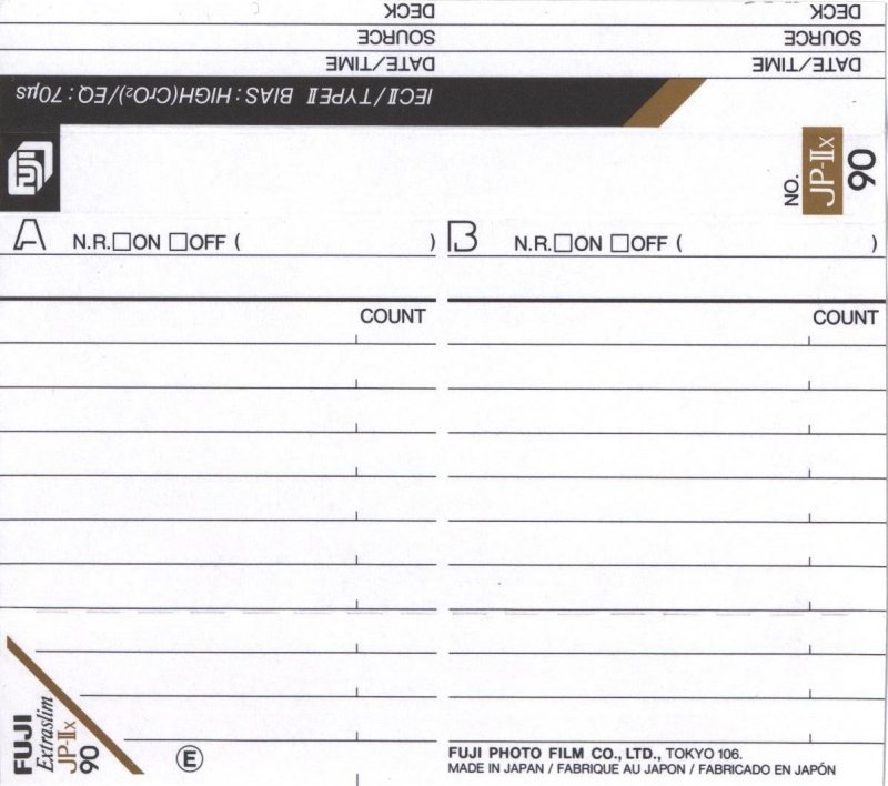 Compact Cassette Fuji JP-IIx 90 Type II Chrome 1990 Europe