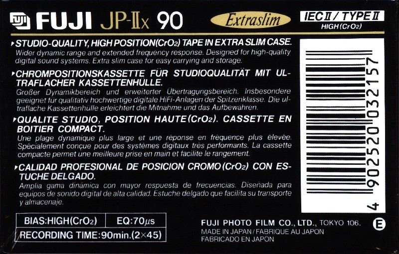 Compact Cassette Fuji JP-IIx 90 Type II Chrome 1990 Europe