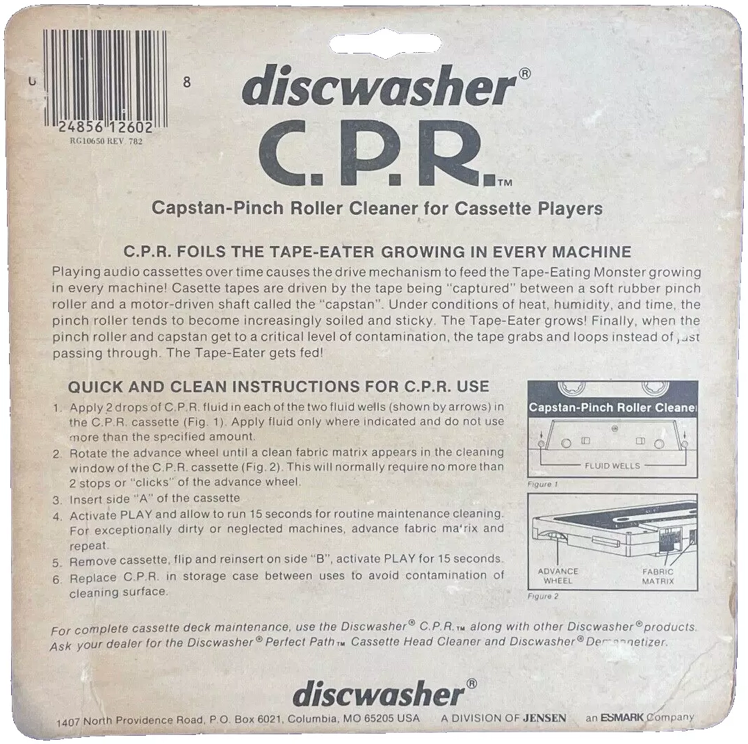 Blister Discwasher "Capstan-Pinch Roller Cleaner" Cleaning Cassette USA