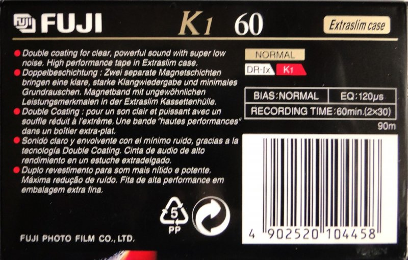 Compact Cassette Fuji K1 60 Type I Normal 1995 Europe