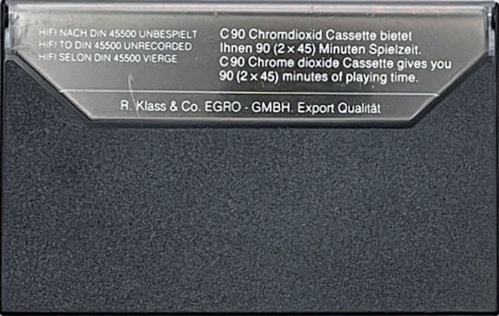 Compact Cassette Tokaido Chromdioxide Super 90 "Studio Quality" Type II Chrome 1985 Europe
