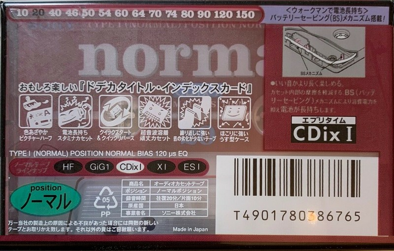 Compact Cassette Sony CDix I 20 "C-20CDX1D" Type I Normal 1996 Japan