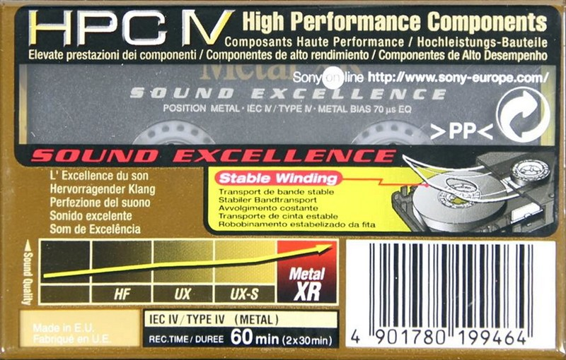 Compact Cassette Sony Metal-XR 60 "C-60 MTLXRD" Type IV Metal 1999 Europe
