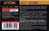Compact Cassette TDK SA-X 100 Type II Chrome 1991 North America