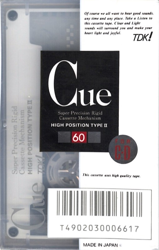 Compact Cassette TDK CUE 60 "CUE-60WK" Type II Chrome 1990 Japan
