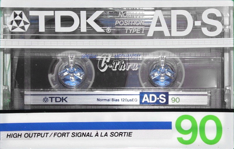 Compact Cassette TDK AD-S 90 Type I Normal 1986 North America