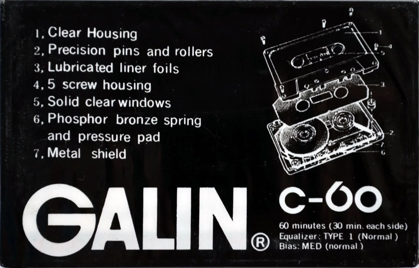Compact Cassette Galin GH 60 Type I Normal 1990 China