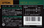 Compact Cassette TDK AR 54 "AR-54K" Type I Normal 1989 Japan