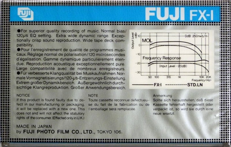 Compact Cassette Fuji FX-I 90 Type I Normal 1980 Europe, North America