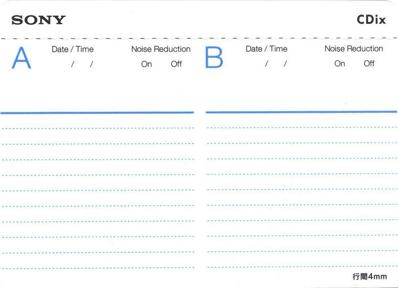 Compact Cassette Sony CDix I 20 "C-20CDX1C" Type I Normal 1995 Japan