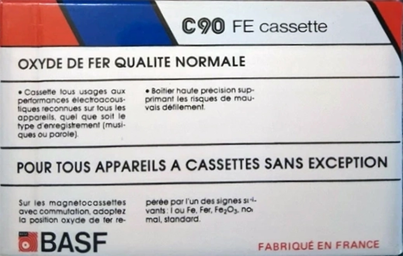 Compact Cassette BASF FE 90 Type I Normal France