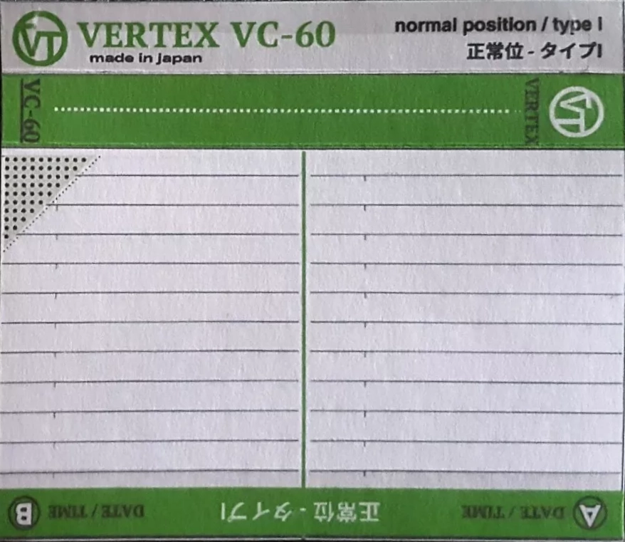 Compact Cassette Vertex 60 "VC" Type I Normal Japan