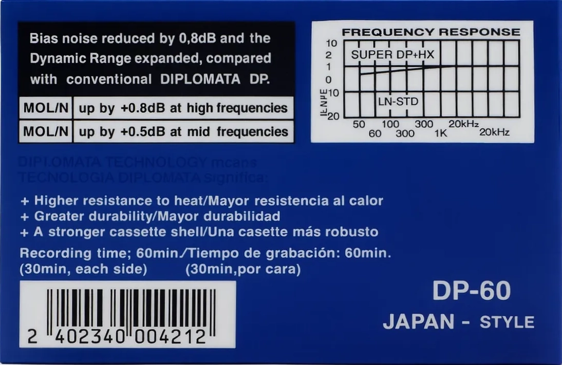 Compact Cassette Diplomata 60 "Super DP" Type I Normal Latin America