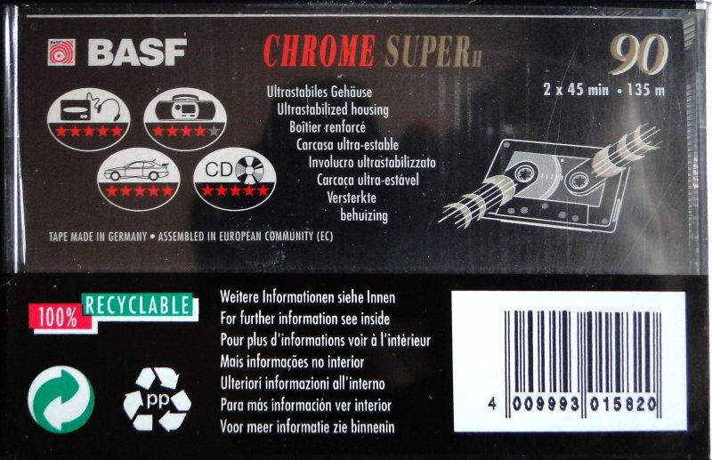 Compact Cassette BASF Chrome Super II 90 Type II Chrome 1993 Germany