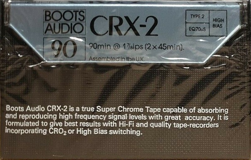 Compact Cassette Boots / Boots Audio CRX-2 90 Type II Chrome 1984 UK