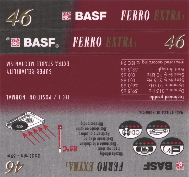 Compact Cassette BASF Ferro Extra I 46 Type I Normal 1993 Worldwide