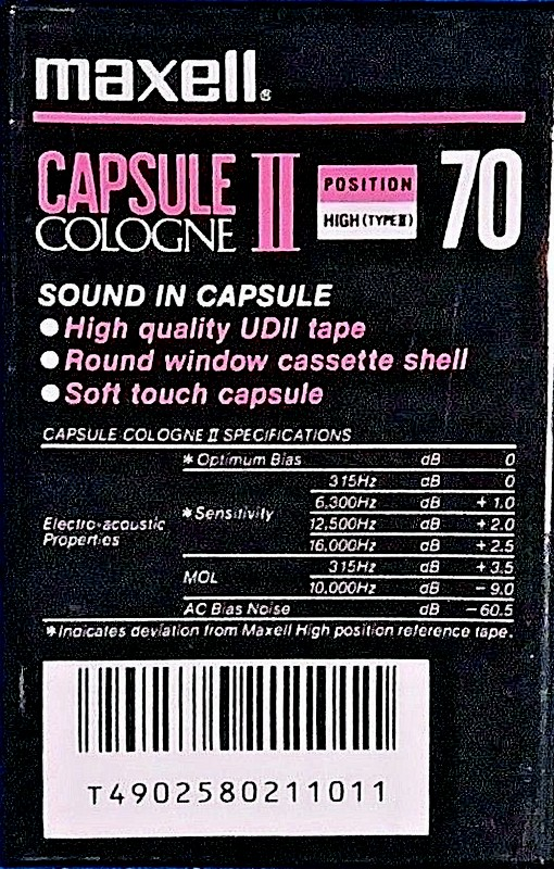 Compact Cassette Maxell Capsule II 70 "Cologne" Type II Chrome 1990 Europe